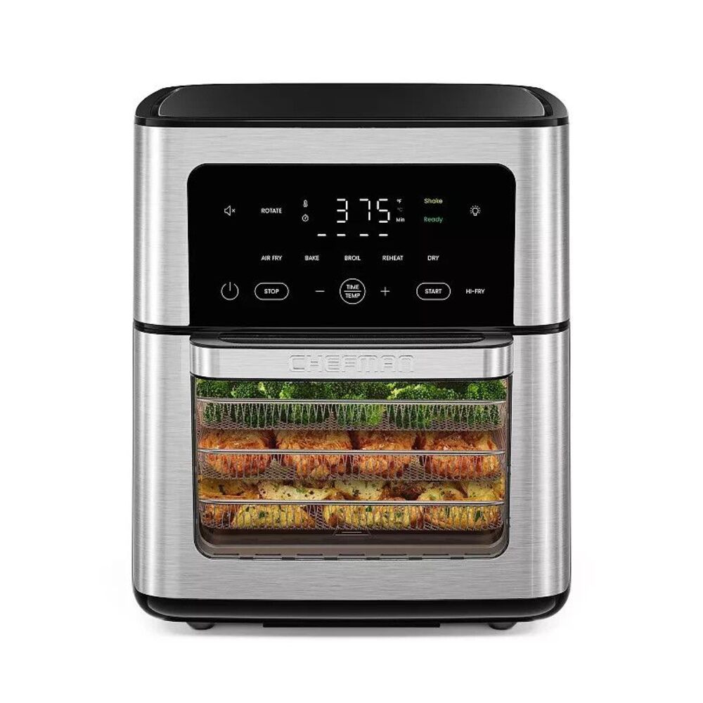 Chefman Digital Air Fryer 5 in 1 bake, broil, reheat, dehydrate 13 QT. Large